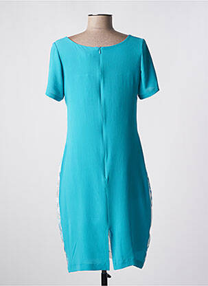 Robe mi-longue coupe fluide manches courtes bleu QUATTRO femme