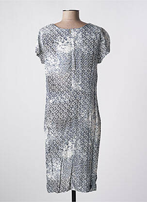 Robe mi-longue manches courtes manches courtes bleu QUATTRO femme