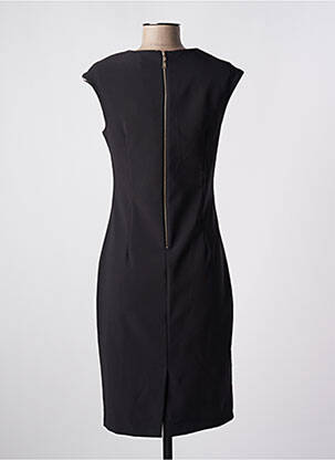 Robe mi-longue tissage crêpe manches courtes noir QUATTRO femme