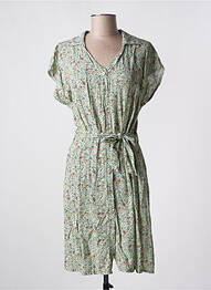 Robe mi-longue coupe fluide manches courtes vert QUATTRO femme