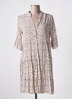 Robe courte manches 3/4 manches 3/4 beige QUATTRO femme