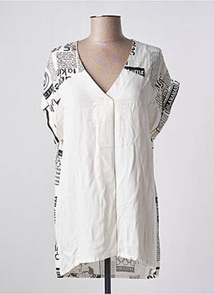 Tunique manches courtes col v blanc QUATTRO femme