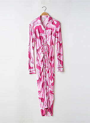 Robe longue manches longues manches longues rose RECC femme