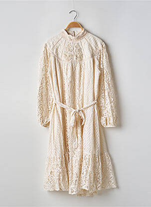 Robe mi-longue manches longues manches longues beige DERHY femme