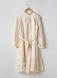 Robe mi-longue manches longues manches longues beige DERHY femme