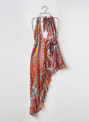 Robe mi-longue imprimé fantaisie fines bretelles orange SUNDRESS femme