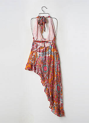 Robe mi-longue imprimé fantaisie fines bretelles orange SUNDRESS femme