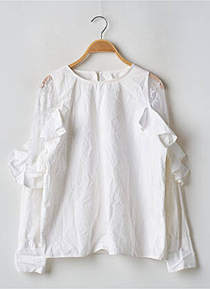 Blouse tissage popeline manches longues blanc STORETS femme
