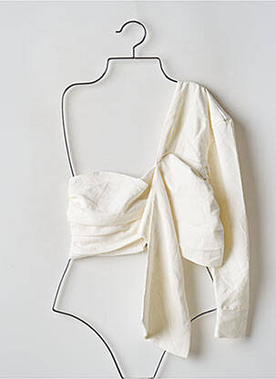 Blouse poignets boutonnés avec fente manches longues beige NBD femme