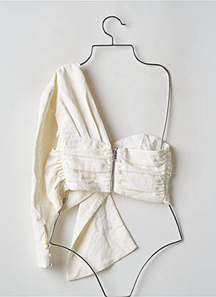 Blouse poignets boutonnés avec fente manches longues beige NBD femme