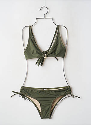 Maillot de bain 2 pièces stretch haut triangles vert SANS MARQUE femme