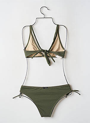 Maillot de bain 2 pièces stretch haut triangles vert SANS MARQUE femme