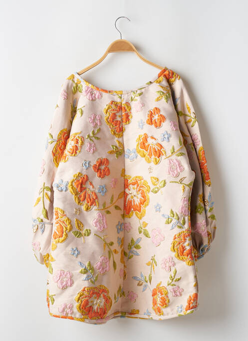 Robe courte imprimé fleurs manches longues beige ARIANNE ELMY femme