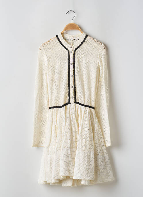 Robe courte coupe évasée manches longues beige MAJE femme