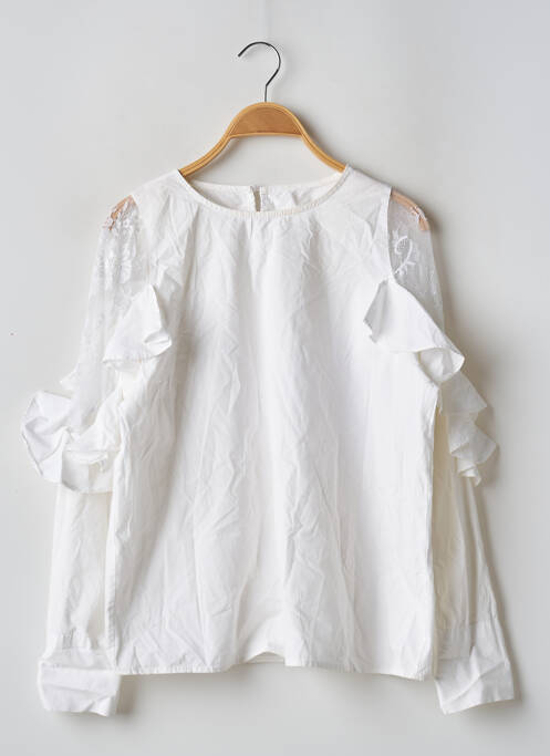 Blouse col rond manches longues blanc STORETS femme