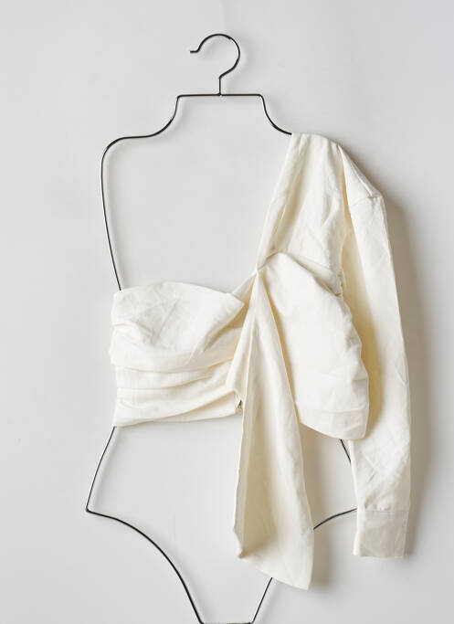 Blouse poignets boutonnés avec fente manches longues beige NBD femme