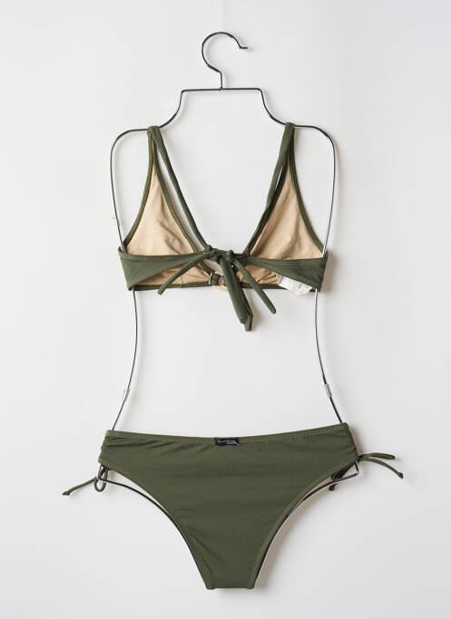 Maillot de bain 2 pièces stretch haut triangles vert SANS MARQUE femme