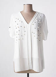 Blouse légère et transparente manches courtes blanc QUATTRO femme