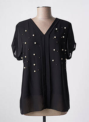 Blouse légère et transparente manches courtes noir QUATTRO femme