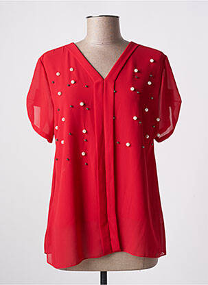 Blouse légère et transparente manches courtes rouge QUATTRO femme