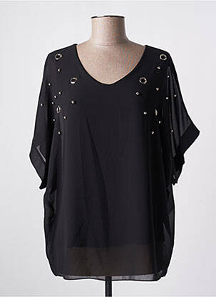 Top coupe fluide manches courtes noir QUATTRO femme