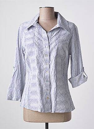 Chemisier coupe cintrée manches longues bleu QUATTRO femme