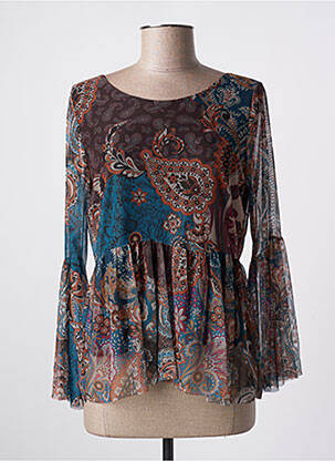 Top stretch manches longues marron QUATTRO femme