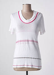 Pull coupe cintrée manches courtes blanc QUATTRO femme