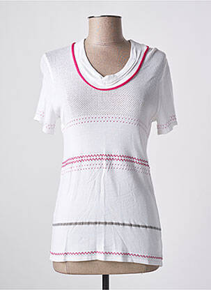 Pull coupe cintrée manches courtes blanc QUATTRO femme