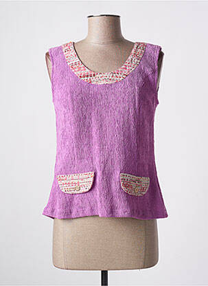 Top imprimé fantaisie sans manche violet QUATTRO femme