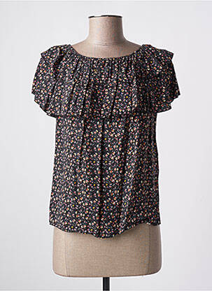 Top coupe fluide manches courtes noir QUATTRO femme