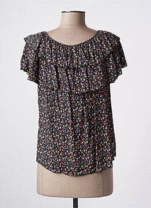 Top coupe fluide manches courtes noir QUATTRO femme