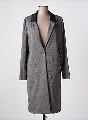 Manteau long coupe cintrée sans capuche gris QUATTRO femme