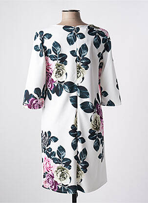 Robe mi-longue imprimé fleurs manches 3/4 blanc QUATTRO femme