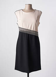 Robe mi-longue tissage crêpe manches courtes noir QUATTRO femme