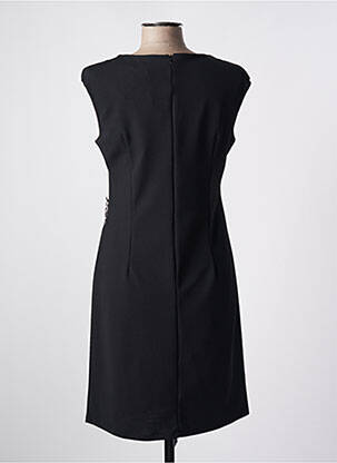 Robe mi-longue tissage crêpe manches courtes noir QUATTRO femme