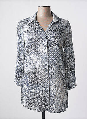 Tunique manches longues col chemisier bleu QUATTRO femme