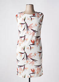 Robe mi-longue imprimé fleurs sans manche beige QUATTRO femme