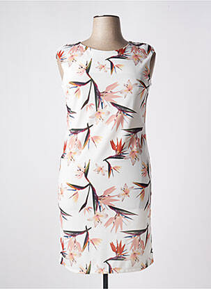 Robe mi-longue imprimé fleurs sans manche beige QUATTRO femme