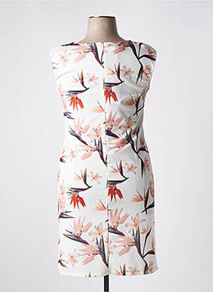 Robe mi-longue imprimé fleurs sans manche beige QUATTRO femme