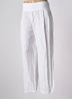 Pantalon large coupe fluide taille haute blanc QUATTRO femme