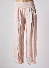 Pantalon large coupe fluide taille haute rose QUATTRO femme