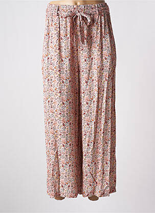 Pantalon large tissage popeline taille haute rose QUATTRO femme