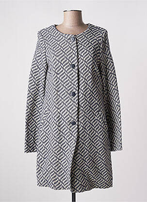 Manteau long coupe droite sans capuche bleu C.MISSARO femme