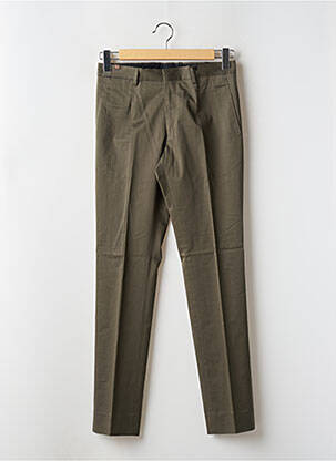 Pantalon chino fermeture zippée sous rabat avec crochet taille normale vert ATELIER NOTIFY homme