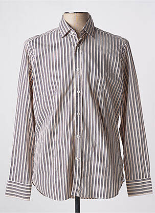 Chemise manches longues imprimé rayures beige BAGUTTA homme