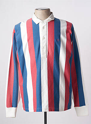 Polo imprimé rayures manches longues bleu SPORTS D'EPOQUE homme