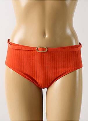 Bas de maillot de bain tissage satiné culotte orange EMPREINTE femme