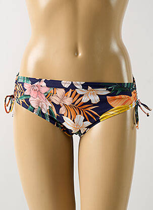 Bas de maillot de bain imprimé fleurs bikini bleu ROSA FAIA femme