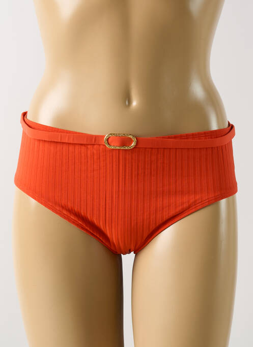 Bas de maillot de bain tissage satiné culotte orange EMPREINTE femme